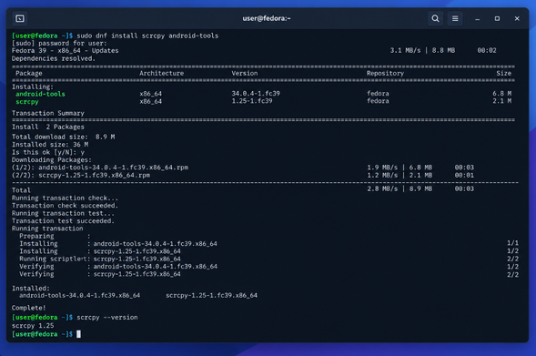 scrcpy on linux