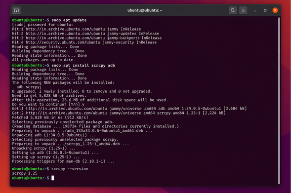 scrcpy on linux